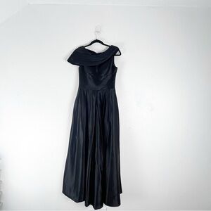 LANTING Bride Classic Black Off Shoulder Side Zip Maxi Dress Wedding Gala Event